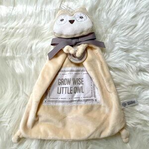 Owl Cozie Cozy Lovie Lovey Security Baby Blanket Cream Gray NWT